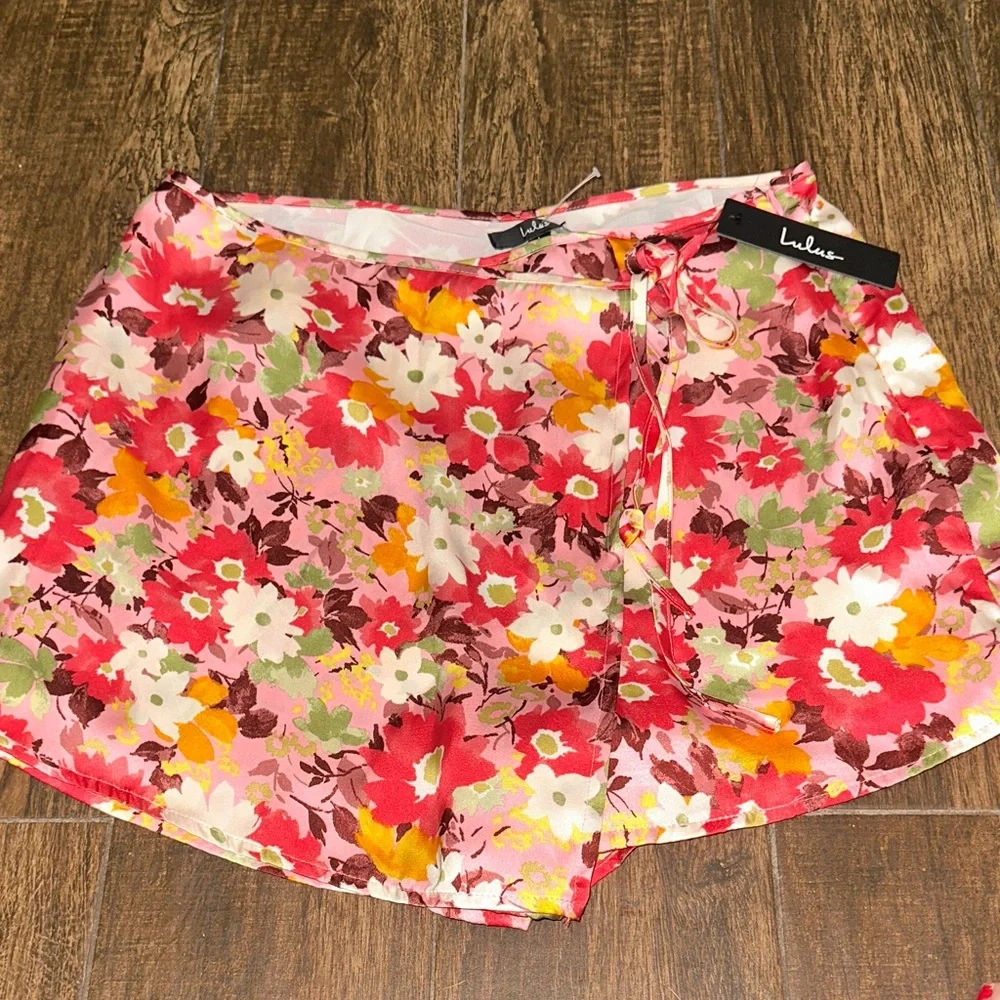 Lulus Floral Skort NWT Size L | Pink Orange Summer Shorts Skirt - Picture 1 of 3